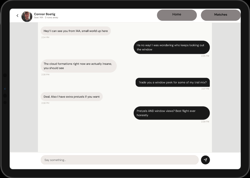 SeatMate private chat screen