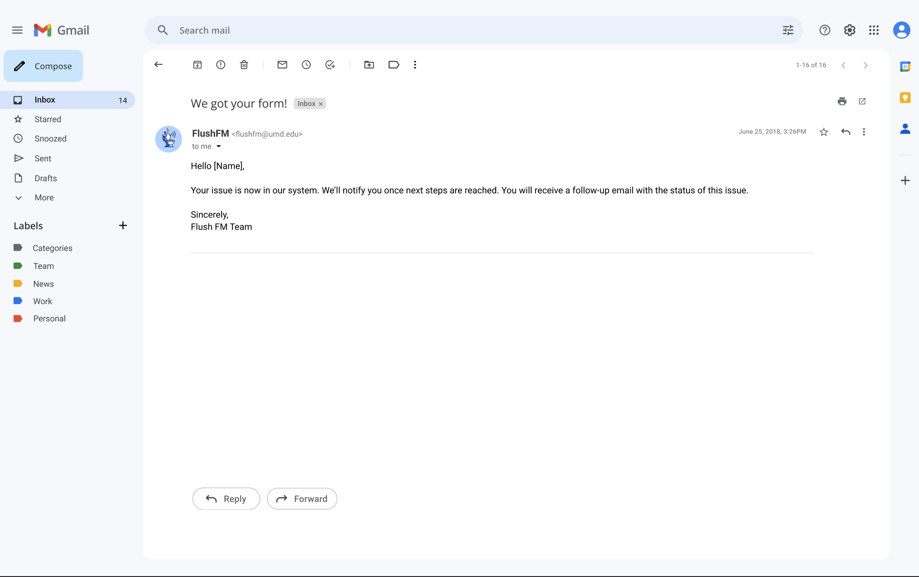 Confirmation email after submitting the form
