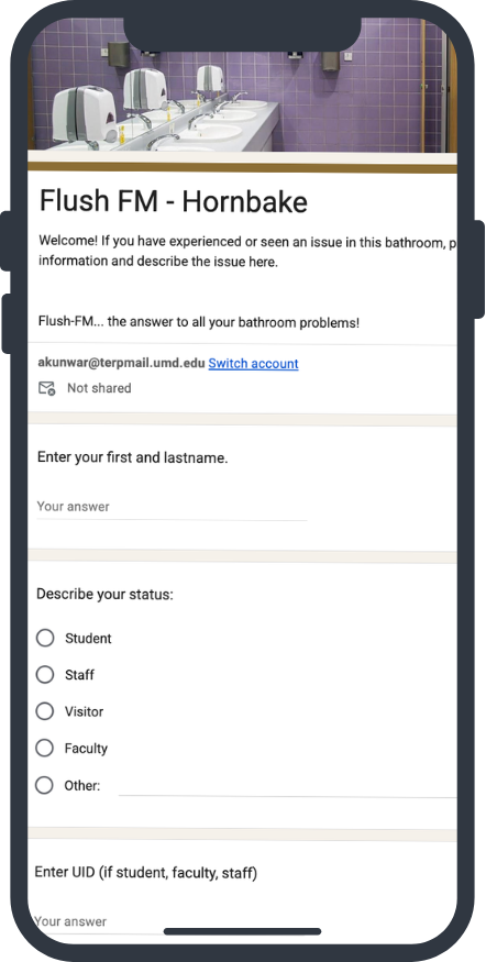 First half of the Google Form